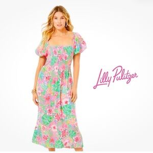 Lilly Pulitzer Selah Short Sleeve Smocked Midi Dress